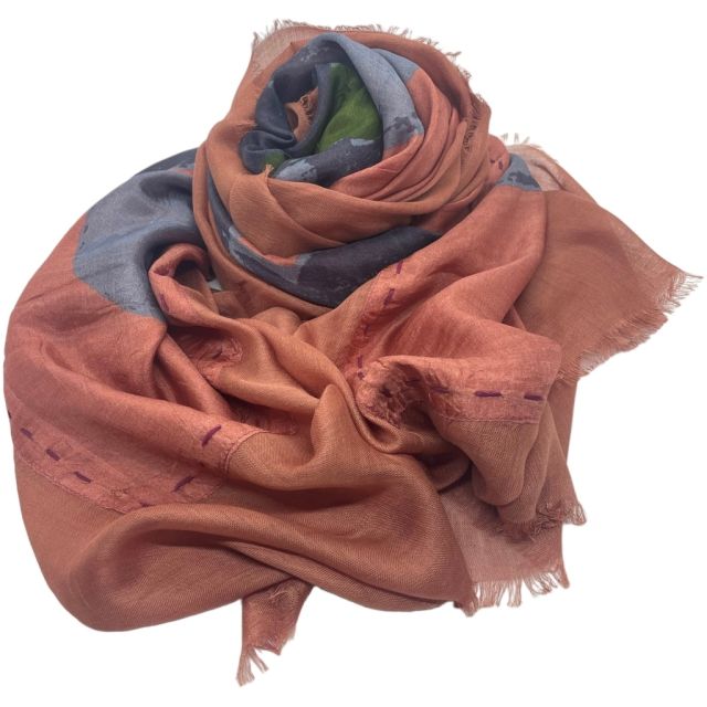 Silk modal flower print scarf