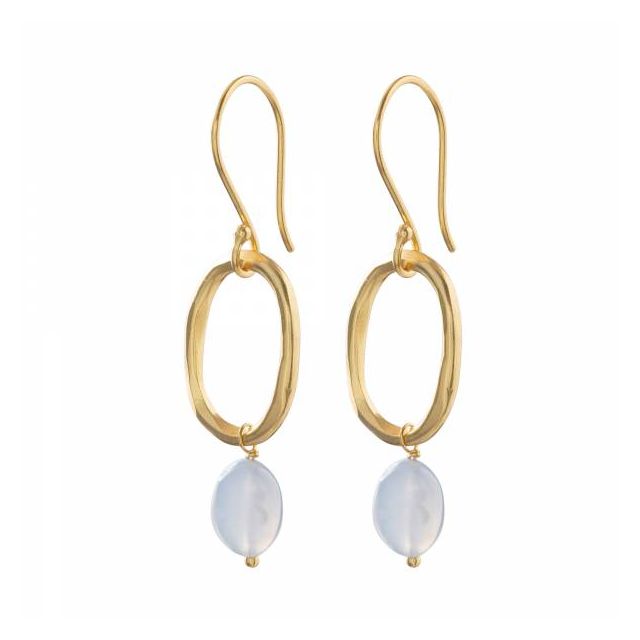 Graceful Blue Lace Agate Gold Earrings