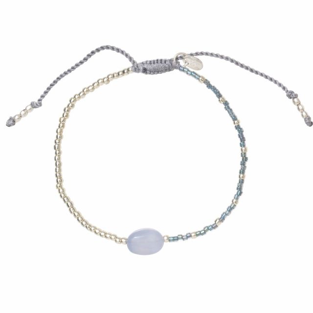 Ruby Blue Lace Agate Silver Bracelet