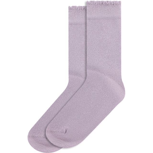 Scallop rib edge glitter socks